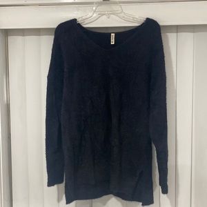 Black V-neck sweater